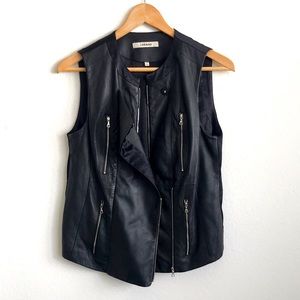 J Brand Lambskin Black Lamb Leather Vest with Zippers Size S Small